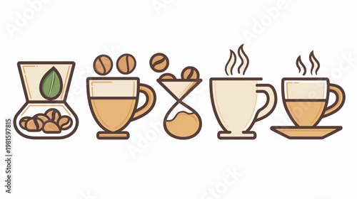 A cartoon arrangement depicting the components of a beverage in a minimalist style