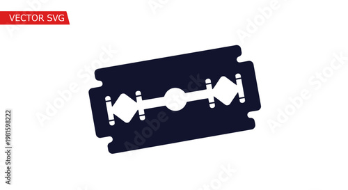 Sharp Razor Blade Icon Silhouette, Danger Symbol, Shaving Tool