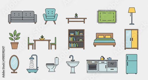 Pixel Art Furniture Collection - Sofa, Armchair, Table, and More.