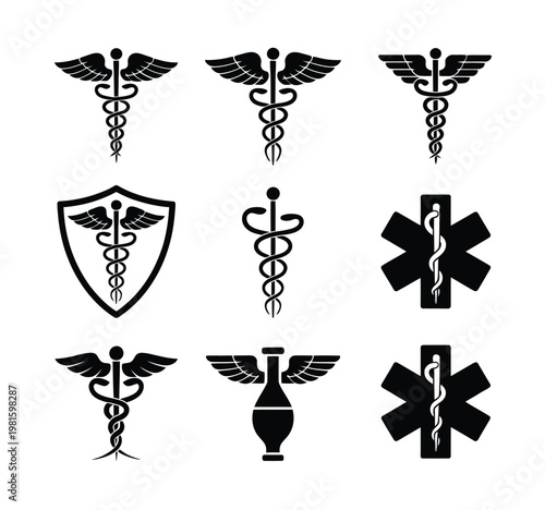 Caduceus medical snake vector icon template symbol for healthcare pharmacy hospital EMS and medical service branding
