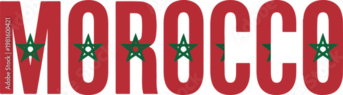 Morocco country drawing vector graphic of the national flag and text