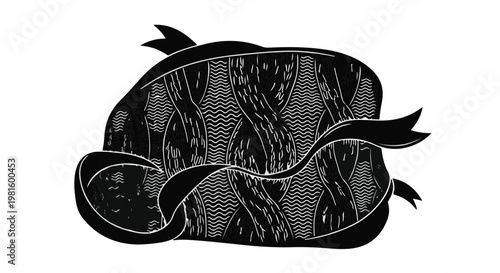 black snake curled up in ball illustration