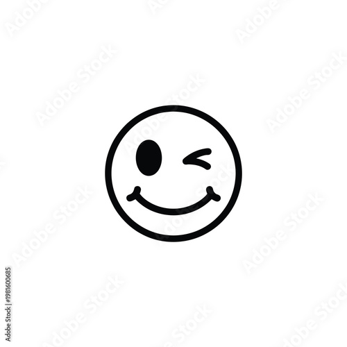 Vector of a simplistic winking smiley face icon design