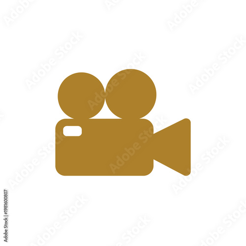 Minimalist vector of a retro video camera in gold color.