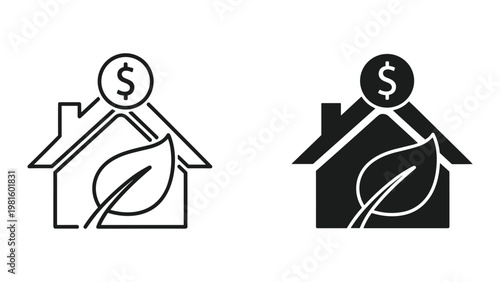Eco house dollar leaf sustainable property icon