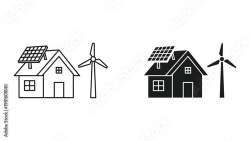 Solar wind house renewable energy illustration