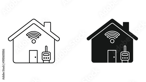 Smart home wifi house communication icon design