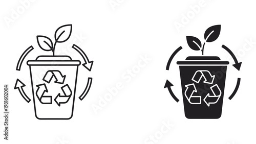 Plant recycling bin eco growth environment icon