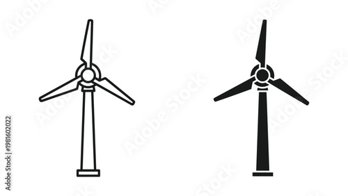 Wind turbine solar panel energy comparison icon
