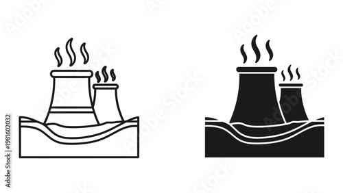 Hot water bath icon minimal wavy lines design