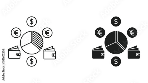 Market growth chart dollar analysis icon design