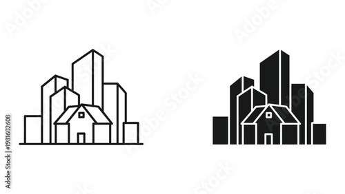 City skyline comparison urban development contrast