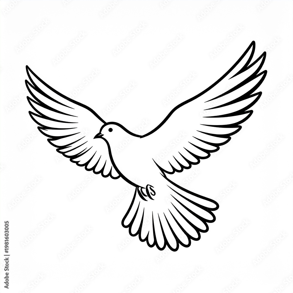 Fototapeta premium Minimalist white dove flying in mid-air against clean background