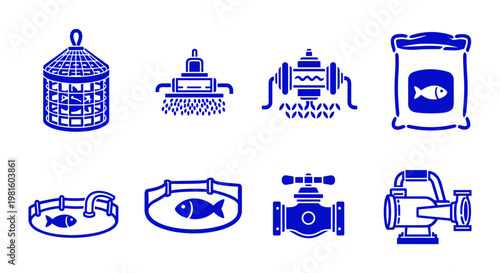 Aquaculture Equipment Icons