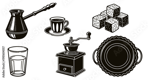 Turkish Coffee Set Illustration