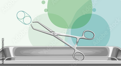 Surgical Forceps Holding Medical Instrument on Tray - Healthcare Concept