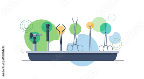 Surgical Instruments in Tray: Medical Tools, Healthcare, and Precision Equipment