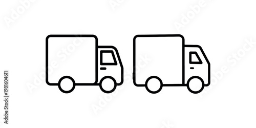 Delivery truck icon vector illustration, logistics and transportation concept, cargo shipping and goods distribution symbol in outline design
