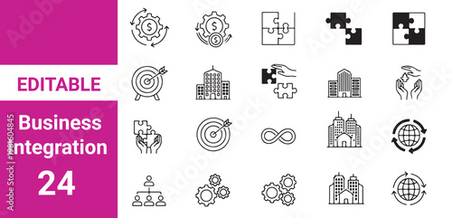Business Integration icon set. Partnership and alliance symbol.