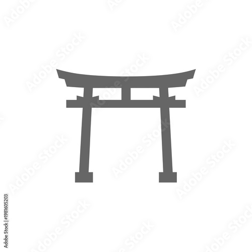 Gray vector of a traditional japanese torii gate with two vertical pillars and two horizontal beams