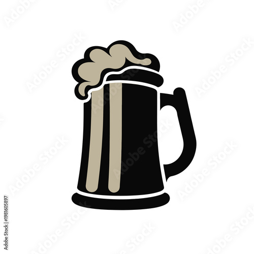 Vector of a minimalist beer mug with frothy foam on top