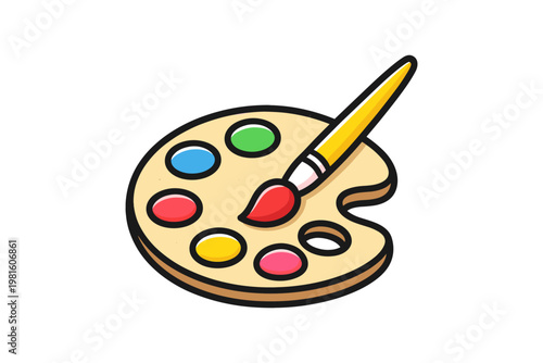 Artist's Paint Palette and Brush