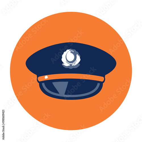 Vector of a police officer's cap on an orange background