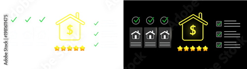 Real Estate Approval and Property Rating. Reviewing Online Mortgage Approval with Five Star Home Loan Rating and Digital Checklist , Real Estate Financing Evaluation and Fintech Banking