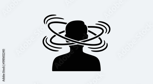 Silhouette of a person's head with swirling lines indicating dizziness or confusion.