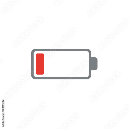 Vector graphic showing a battery icon that is almost fully depleted