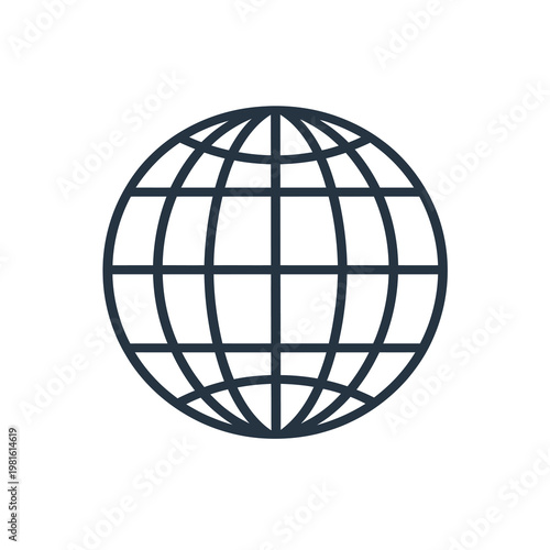 Minimalist vector of a globe with a grid design in