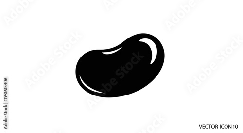 Black Jelly Bean Icon Isolated on White Background