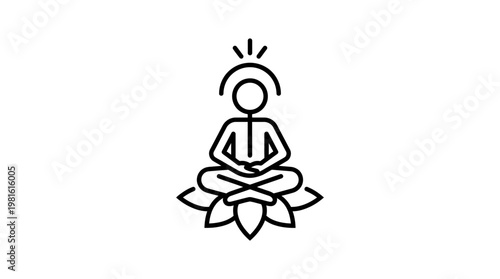 Minimalist Icon of Meditating Figure on Lotus Flower