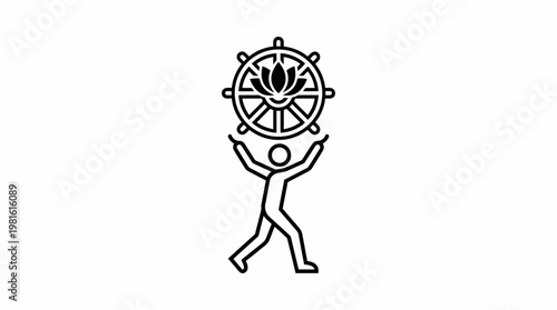 Person Holding a Dharma Wheel Symbol