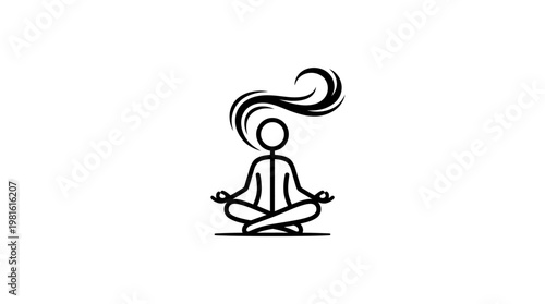 Meditating Figure with Flowing Hair
