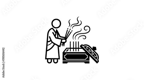 Buddhist Monk Incense Ceremony Icon
