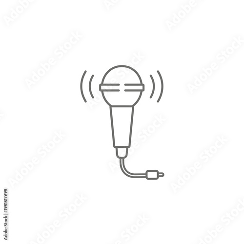 Vector of a microphone with a cord and sound waves emanating from it.