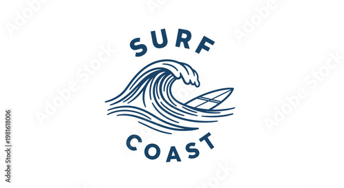Ocean Wave with Surfboard - Coastal Adventure and Summer Recreation