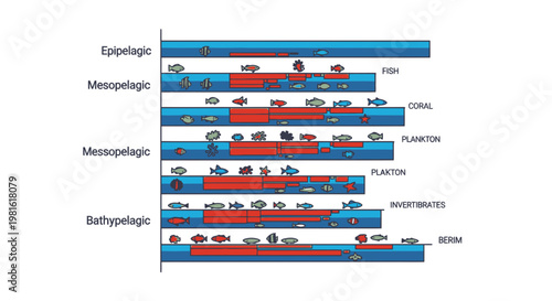 Ocean Zone Layers with Marine Life Illustration