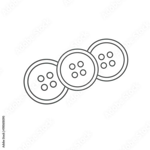 Vector of three overlapping buttons with four holes each