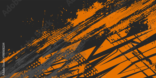 Abstract background modern vector racing 3d grey and orange. Grunge banner background illustration