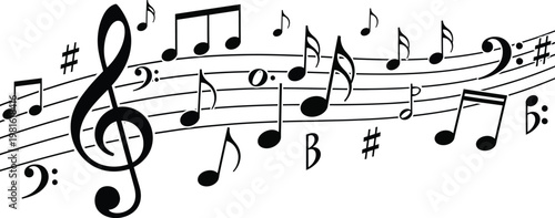 Musical Notes on Staff with Treble Clef