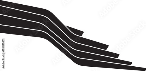 Black road lines, vector road markings, traffic lane dividers, asphalt road stripes