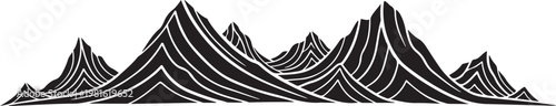 Black mountain range landscape, abstract vector illustration, modern minimalist design, monochrome graphic element