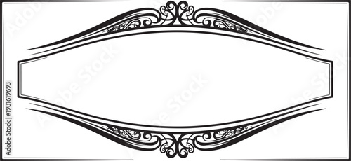 Ornate, vintage frame border, elegant decorative element, black line art