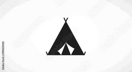 Black tent camping icon symbol.