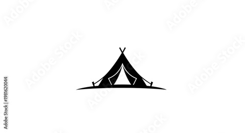 Black Tent Icon Isolated Symbol.