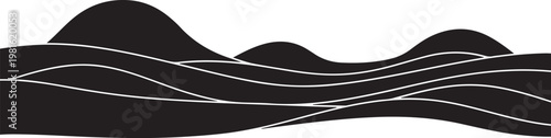 Abstract wave patterns, black and white vector graphics, wavy lines, modern design elements