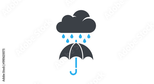 Black Umbrella in Rainy Weather.