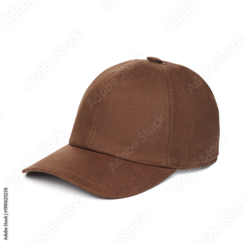 Brown Linen Baseball Cap with Minimal Aesthetic